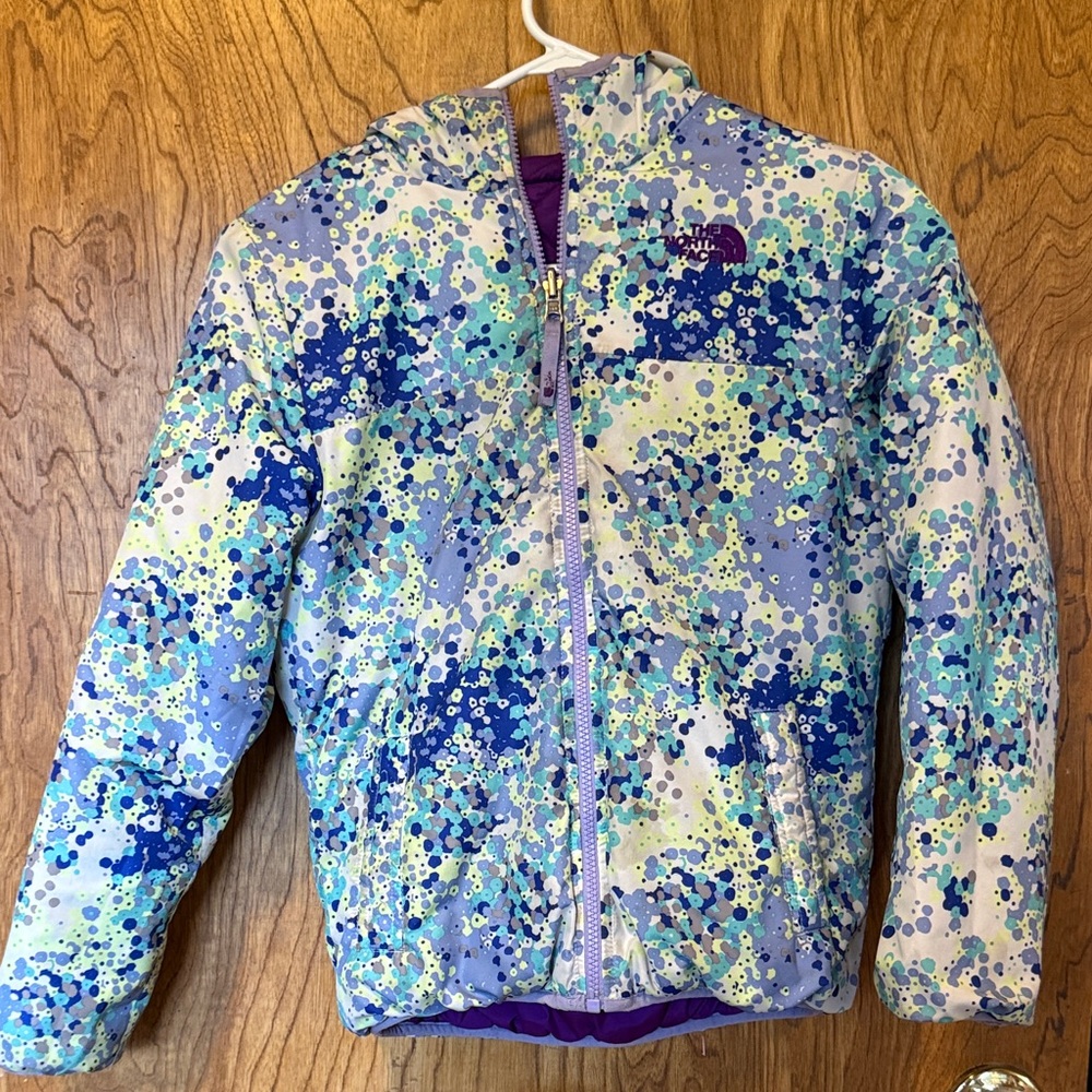 The North Face 💜 Reversible Blue, Purple & Aqua Hooded Puffer Jacket 🩵💙💟